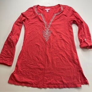 Lilly Pulitzer Beaded Tunic Shirt Small